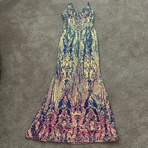 Blue and pink iridescent prom dress size 1, worn once